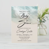 Beach Zee Ocean Baby shower Invitation Kaart (Staand voorkant)