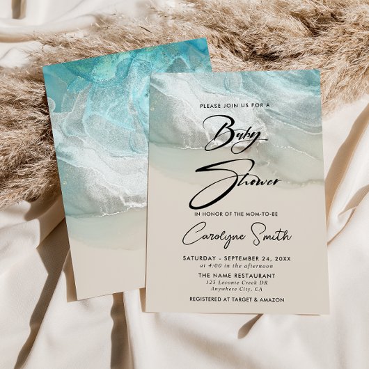 Beach Zee Ocean Baby shower Invitation Kaart