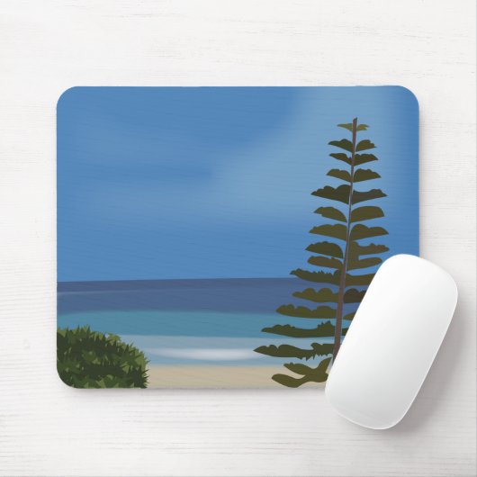 Beach Zee Pine Tree Natuur Muismat (Met muis)