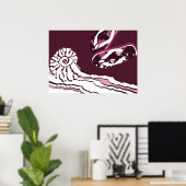 Beach Zee Roze Paarse platter Teenslippers Poster (Thuiskantoor)