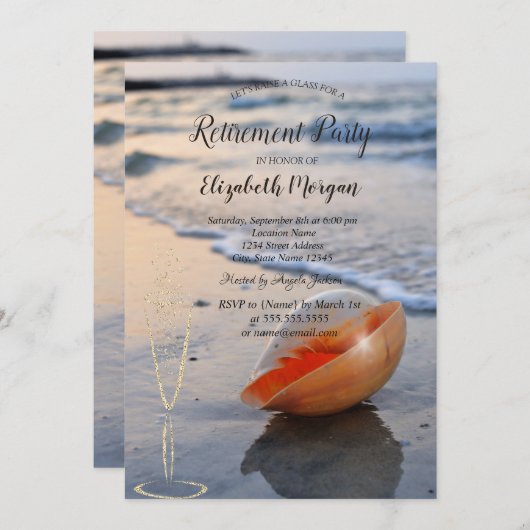 Beach Zee Seashell Wijnglas Pensioen Kaart (Voorkant / Achterkant)