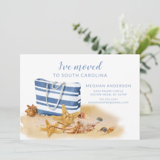 Beach Zee Shell Moving Notice Kaart (Staand voorkant)