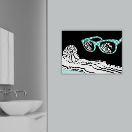 Beach Zee & Turquoise Polka Dot Glasses Bathroom Poster