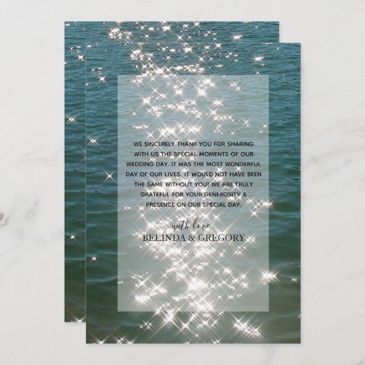 Beach Zee Water Sparkles Weddenschap Hartelijk dan Bedankkaart (Voorkant / Achterkant)