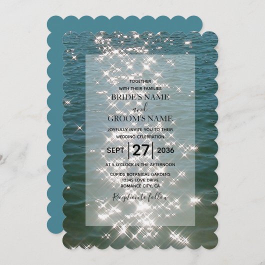Beach Zee Water Sparkles Wedding Invitting Kaart (Voorkant / Achterkant)