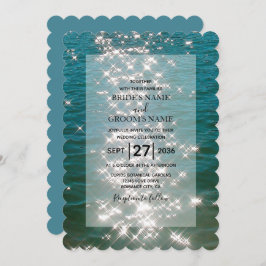 Beach Zee Water Sparkles Wedding Invitting Kaart