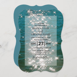 Beach Zee Water Sparkles Wedding Invitting Kaart