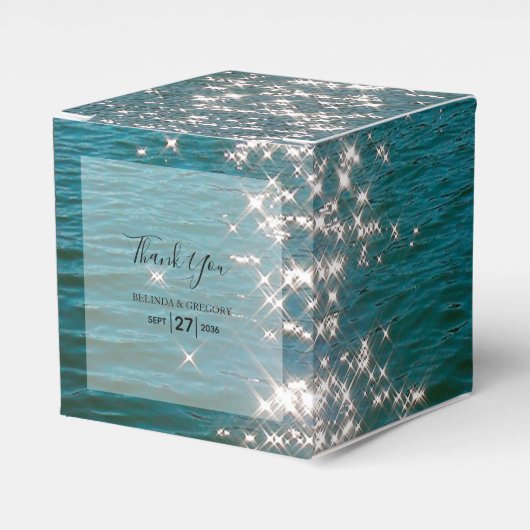 Beach Zee Water Sparkles Weduwen Bedankdoosjes (Voorkant Zijde)