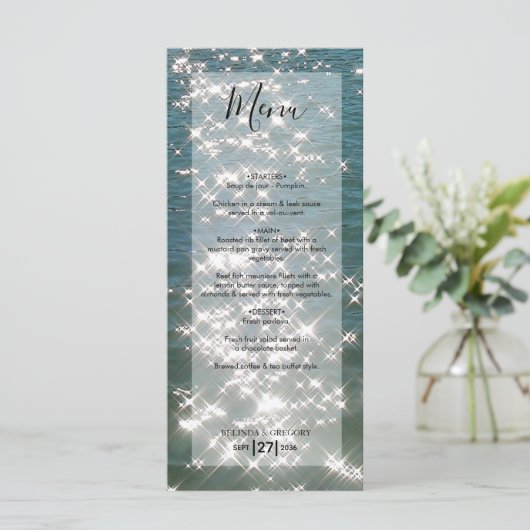 Beach Zee Water Sparkles Weduwen Menu (Staand voorkant)