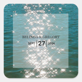 Beach Zee Water Sparkles Weduwen Vierkante Sticker