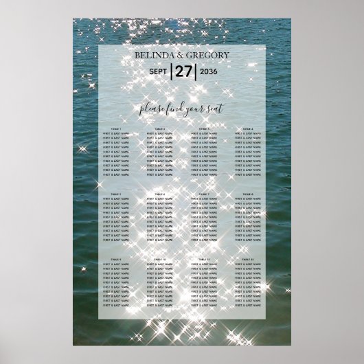 Beach Zee Water Sparkles Weduwenkaart Poster (Voorkant)