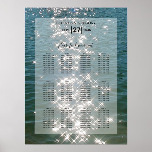 Beach Zee Water Sparkles Weduwenkaart Poster (Voorkant)