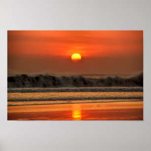 Beach Zee Wave Sunset Poster