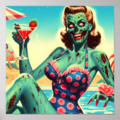 Beach Zombie Pin-up Poster (Voorkant)