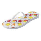 Beachball Crab Sunshine Sun Starfish Beach Print Teenslippers (Schuin)