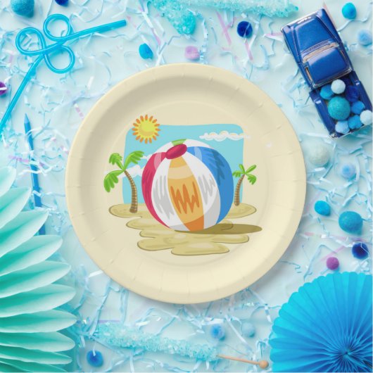 Beachball Papieren Bordje (Feest)