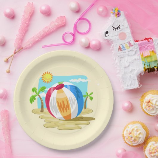 Beachball Papieren Bordje (Feest)