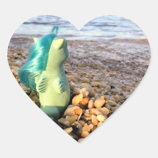 Beachcomber Baby Zeepony op het Strand Hart Sticker (Voorkant)