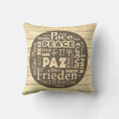 Beachcomber kussen, vrede in meerdere talen cush kussen (Achterkant)