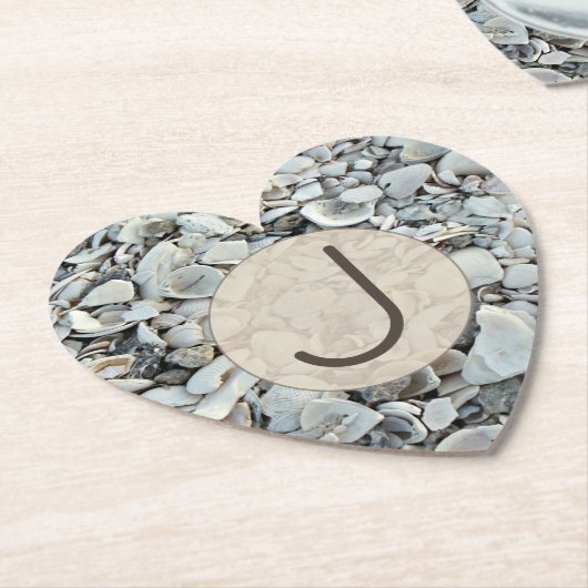Beachcomber Shell Monogram Look Kartonnen Onderzetters (Gekanteld)
