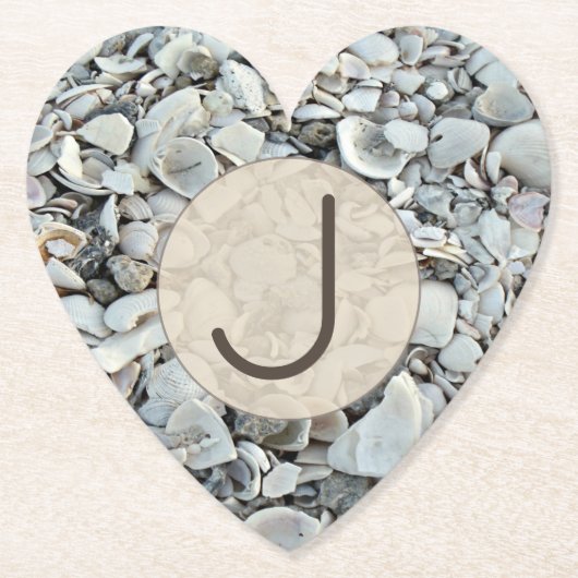 Beachcomber Shell Monogram Look Kartonnen Onderzetters (Voorkant)