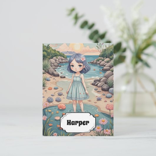 Beachcomber's Bliss gepersonaliseerd Briefkaart (Staand voorkant)