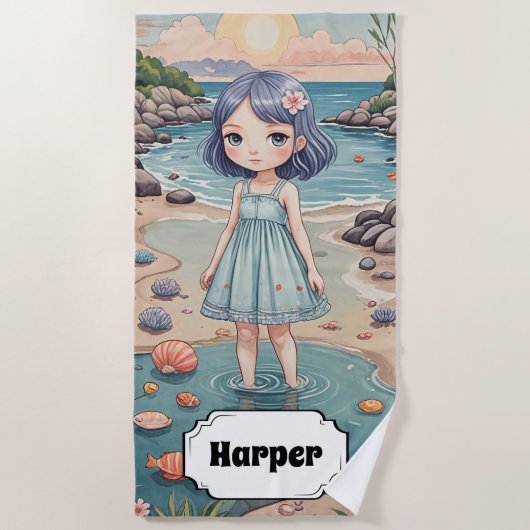 Beachcomber's Bliss gepersonaliseerd Strandlaken (Voorkant)