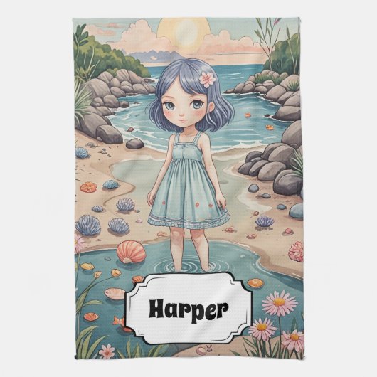 Beachcomber's Bliss gepersonaliseerd Theedoek (Verticaal)