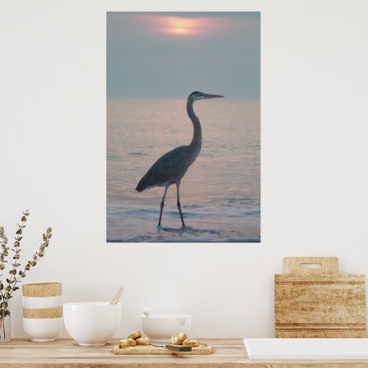 Beachcombing Heron Poster (Keuken)