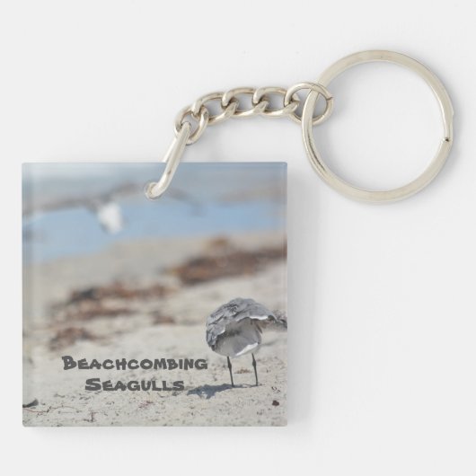 Beachcombing Seagulls Beach aanpasbaar Sleutelhanger (Achterkant)