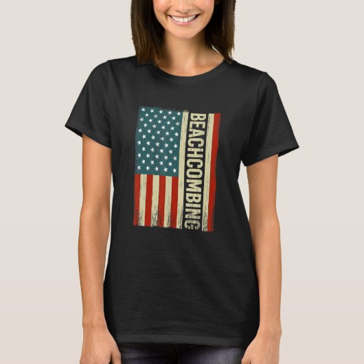 Beachcombing USA Flag 4th of July beachcomb beachc T-shirt (Voorkant)
