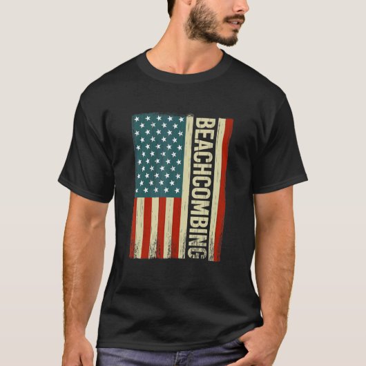 Beachcombing USA Flag 4th of July beachcomb beachc T-shirt (Voorkant)
