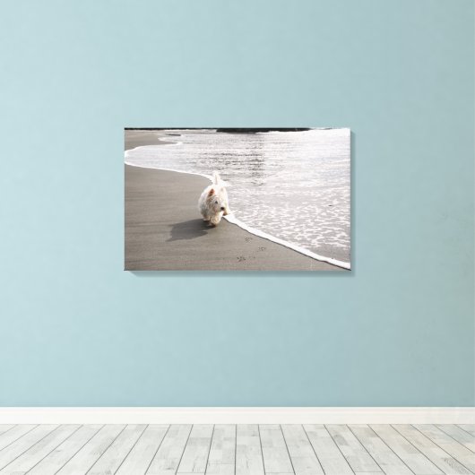 Beachcombing Westie Canvas Afdrukken (Insitu (Houten vloer))