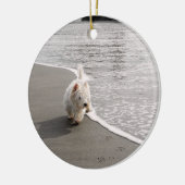 Beachcombing Westie Dog Photo Ornament (Links)