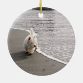 Beachcombing Westie Dog Photo Ornament (Achterkant)