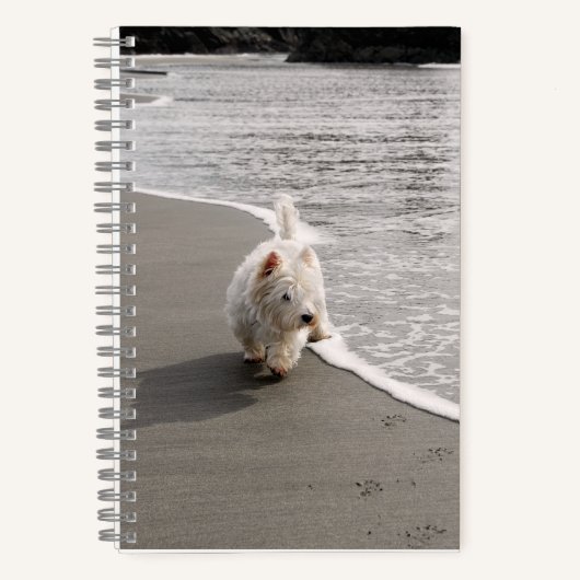 Beachcombing Westie Foto 6x8 Notitieboek (Voorkant)