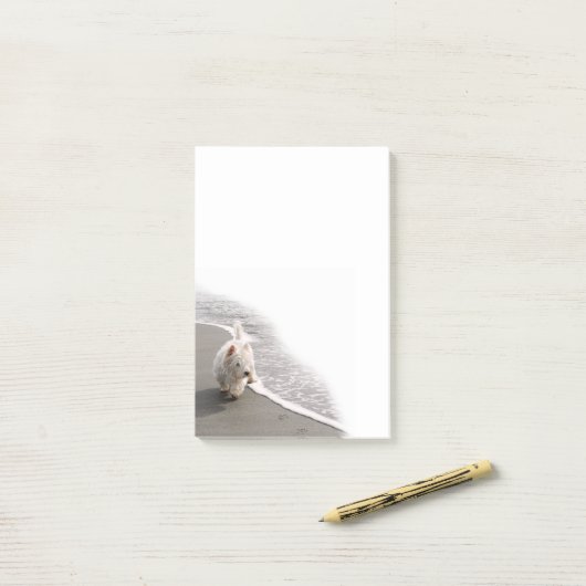 Beachcombing Westie Foto Post-It Notes (Op bureau)