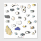 Beachcombingschalen en keistenen sticker (Vel)