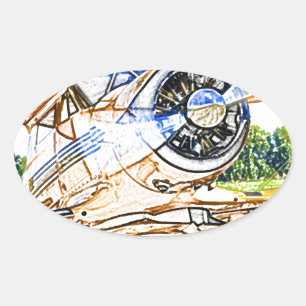 Beachcraft Staggerwing  vliegtuig Ovale Sticker