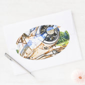 Beachcraft Staggerwing  vliegtuig Ovale Sticker (Envelop)