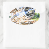 Beachcraft Staggerwing  vliegtuig Ovale Sticker (Tas)