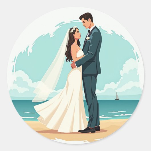 Beached Bliss Wedding Sticker (Voorkant)