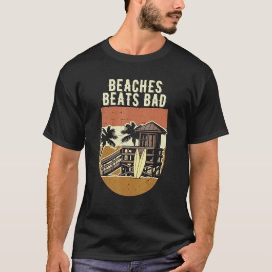 Beaches Beats Bad Vibes Summer Positive Quotes Tro T-shirt (Voorkant)