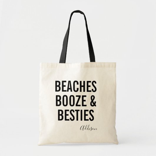 Beaches Booze & Besties | Meisjes Weekend Canvas t Tote Bag (Voorkant)