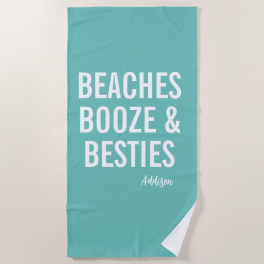 Beaches Boze & Besties Blauwgroen Beach Towel Strandlaken (Voorkant)