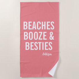 Beaches Boze & Besties Coral Beach Towel Strandlaken