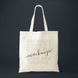 Beaches Boze Besties Meisjes Recht Aangepaste Naam Tote Bag<br><div class="desc">De persoonlijke Canvas tas van de Aangepaste  van het Wekje van Meisjes met editable teksten en formuleringen voor uw datum,  bestemming of plaats,  naam,  en leuk citaat zoals "stranden,  drank,  en bessen"maakt een leuk en nuttig belang voor uw reisteam of bruidsmeisjes.</div>