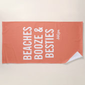 Beaches Boze & Besties Oranje Beach Towel Strandlaken (Voorkant)