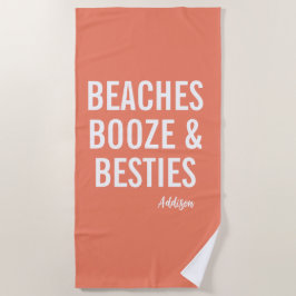 Beaches Boze & Besties Oranje Beach Towel Strandlaken