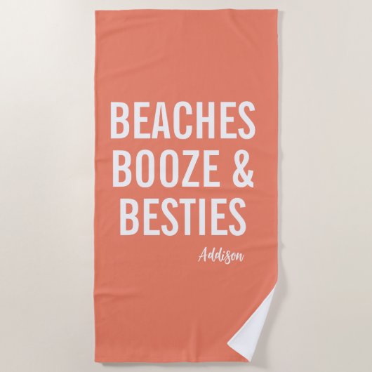 Beaches Boze & Besties Oranje Beach Towel Strandlaken (Voorkant)